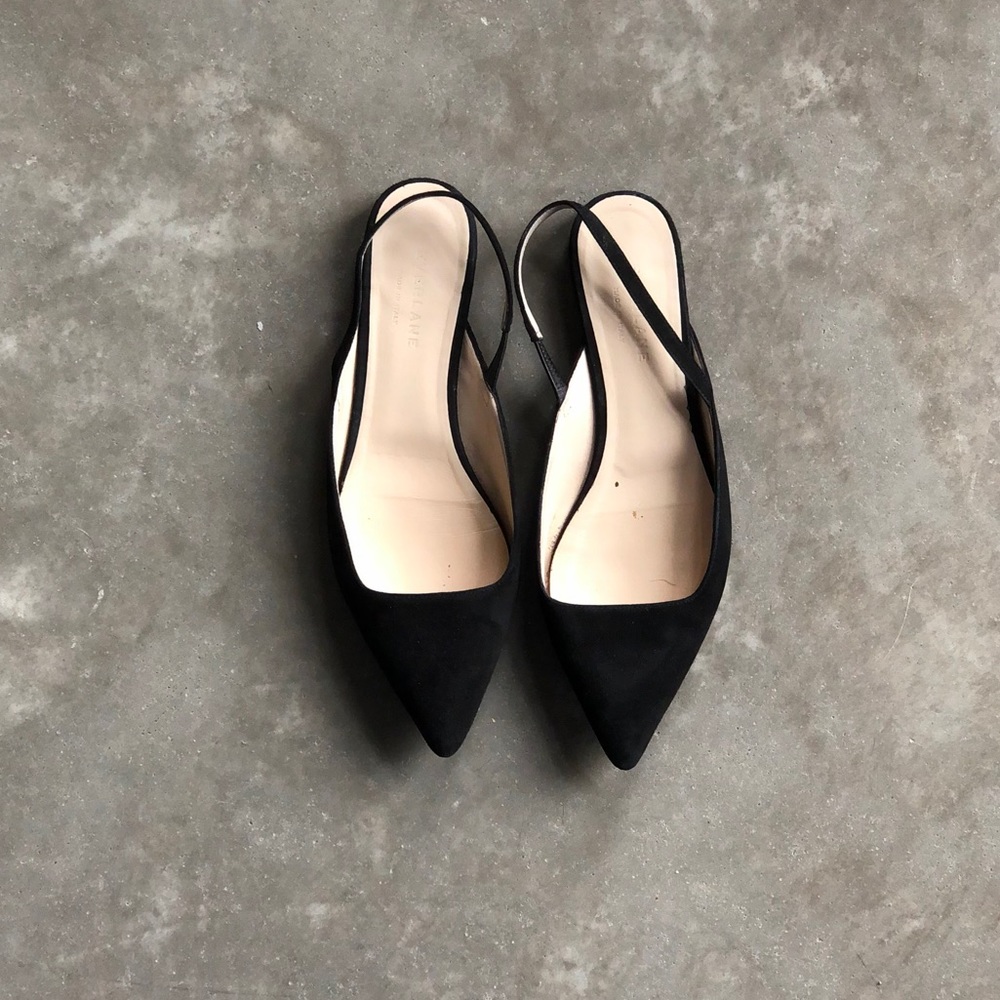 Everlane editor slingback in black suede size 8